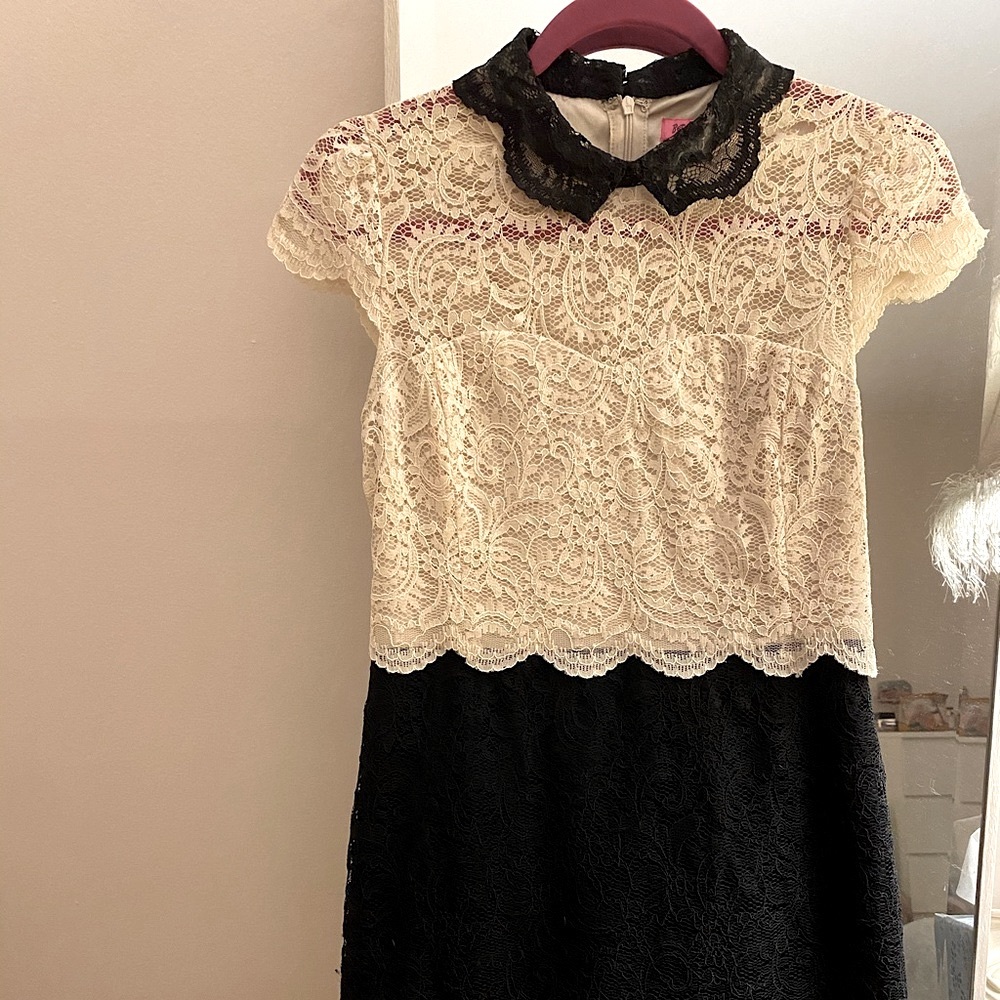 Betsey Johnson Black and White Lace Dress